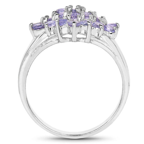 1.61 Carat Genuine Tanzanite .925 Sterling Silver Ring