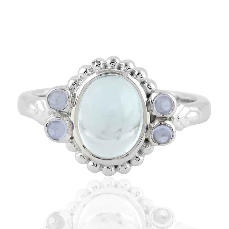 2.82ct Blue Topaz & Tanzanite Cocktail Ring 925 Sterling Silver Jewelry