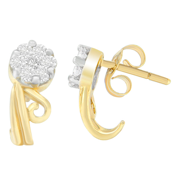 14K Yellow Gold 1/2 cttw Round Cut Diamond Earrings (I-J, SI2-I1)