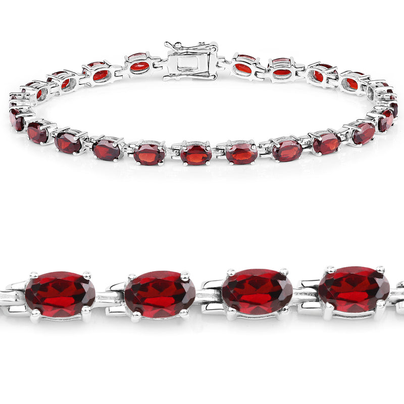 11.22 Carat Genuine Garnet .925 Sterling Silver Bracelet