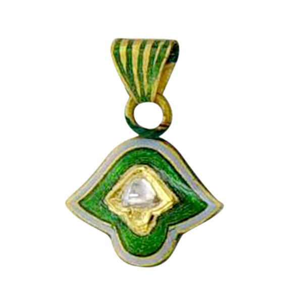 22k Yellow Gold Uncut Diamond Ethnic Enamel Pendant Vintage Jewelry