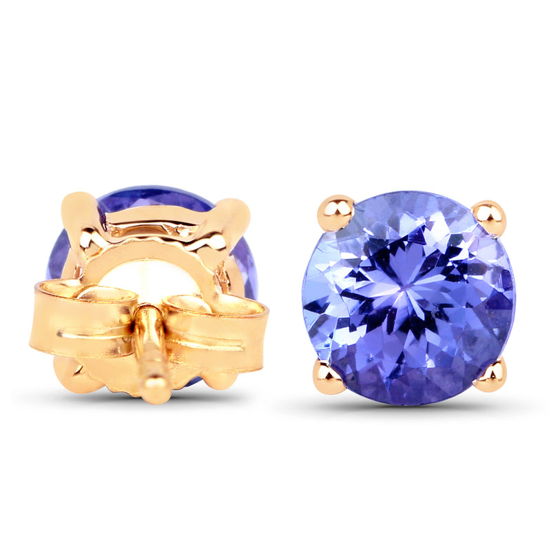 1.43 Carat Genuine Tanzanite 14K Yellow Gold Earrings