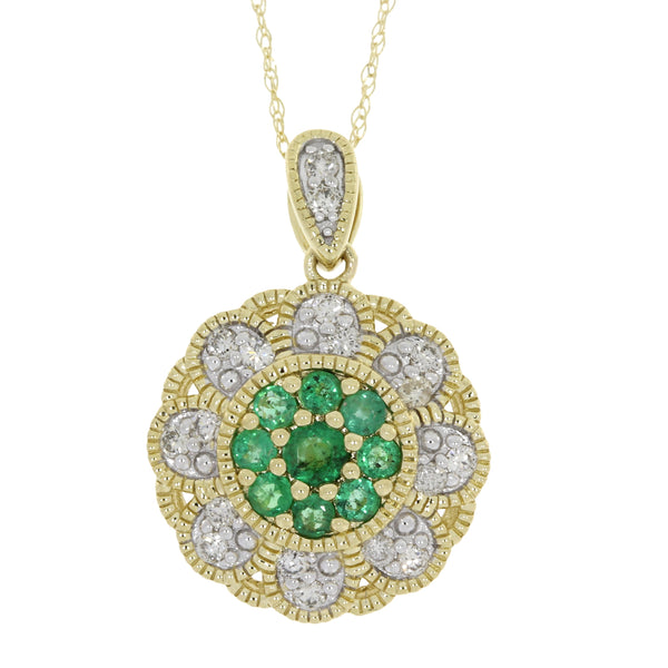 .57ct Emerald Diamond Fashion Pendants 14KT Yellow Gold