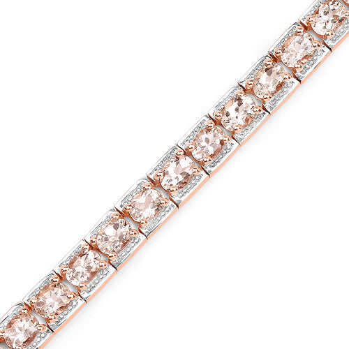 14K Rose Gold Plated 6.00 Carat Genuine Morganite .925 Sterling Silver Bracelet