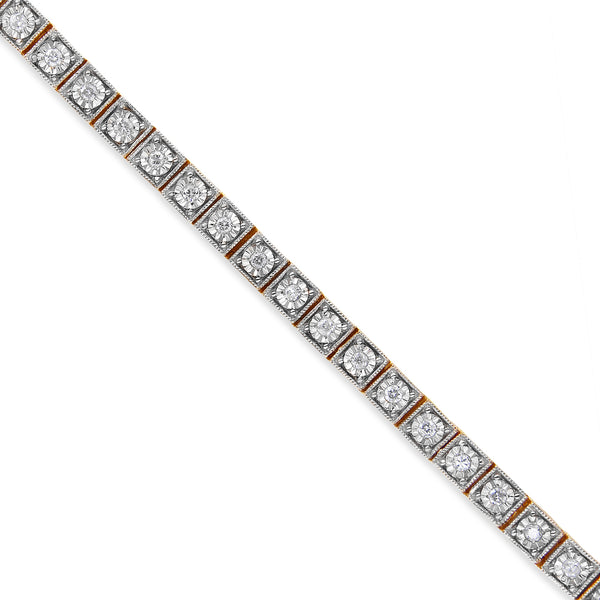 Yellow Plated Sterling Silver 1ct TDW Round-cut Diamond Bracelet(H-II2)