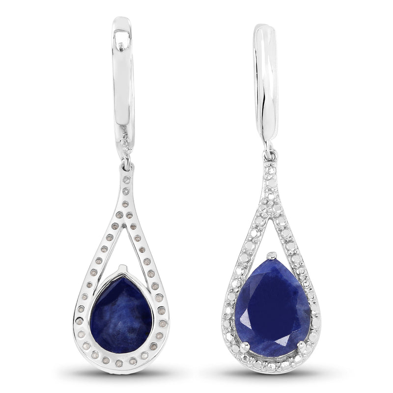 4.59 Carat Genuine Blue Aventurine .925 Sterling Silver Earrings