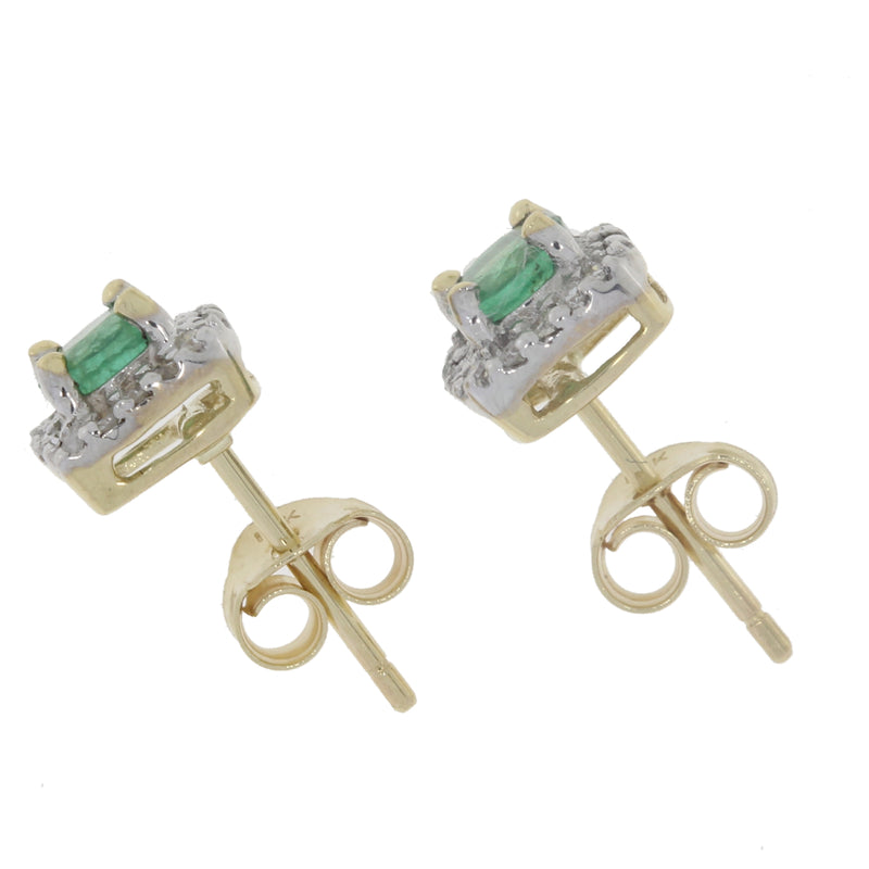 .62ct Emerald Diamond Stud Earrings 14KT Yellow Gold