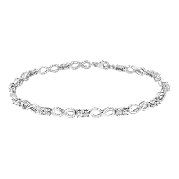 .925 Sterling Silver 1/4 cttw Miracle Set Diamond Infinity Link Bracelet (I-J Color, I3-Promo Clarity) - 7.25"