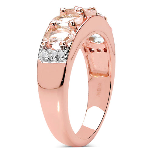 14K Rose Gold Plated 1.89 Carat Genuine Morganite .925 Sterling Silver Ring