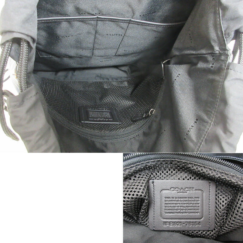 Coach COACH Rucksack Backpack Bag Drawstring Blue Black Mens Womens Leather Nylon E1921-76154 B4 Compatible