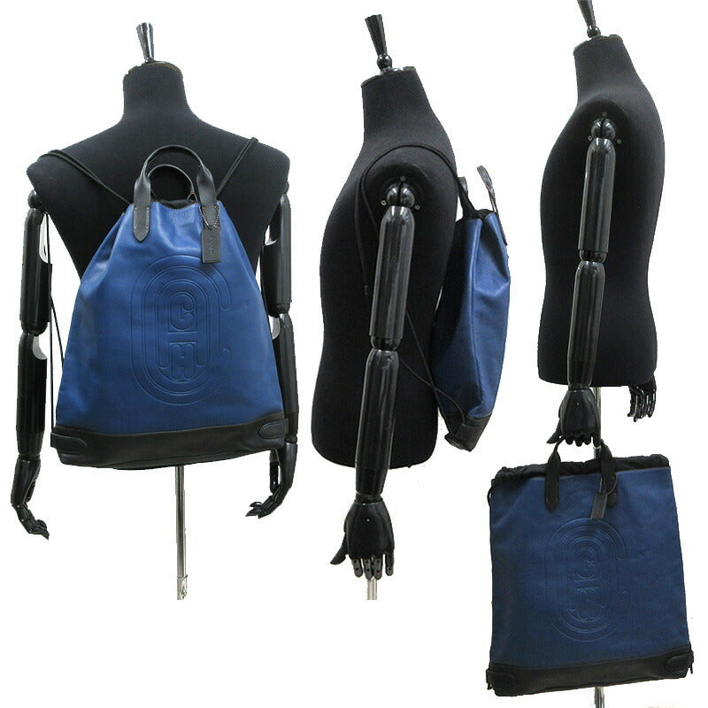Coach COACH Rucksack Backpack Bag Drawstring Blue Black Mens Womens Leather Nylon E1921-76154 B4 Compatible