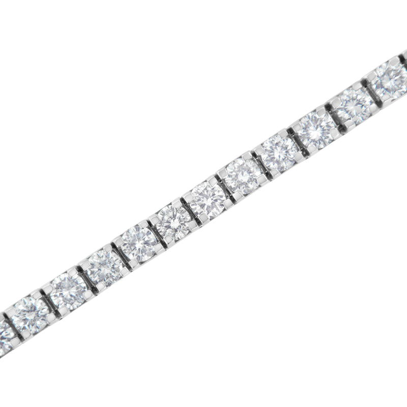 IGI Certified 5-3/4 Cttw Round-Brilliant Diamond 14K White Gold 7” Hinged Tennis Bracelet (H-I Color, I1-I2 Clarity)