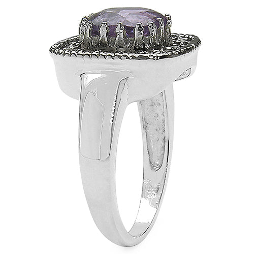 2.53 Carat Genuine Amethyst & Tanzanite .925 Sterling Silver Ring