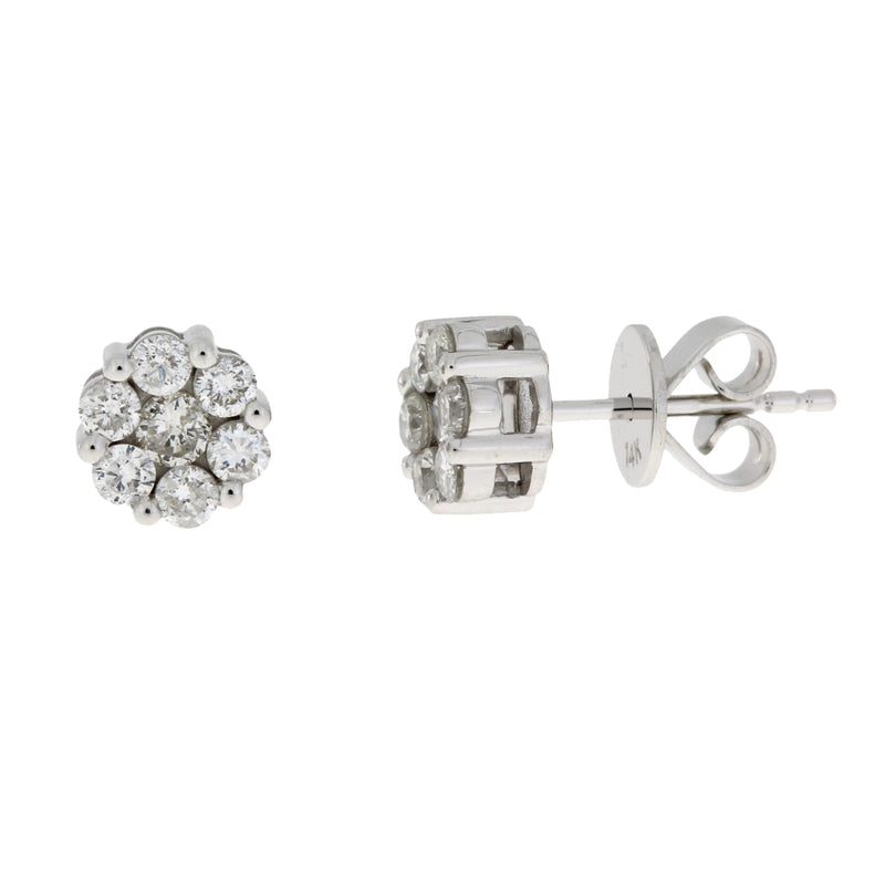 Natural .58ct Diamond Stud Earrings 14KT White Gold