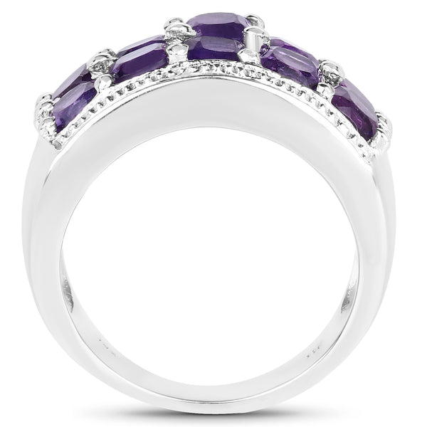 2.80 Carat Genuine Amethyst .925 Sterling Silver Ring