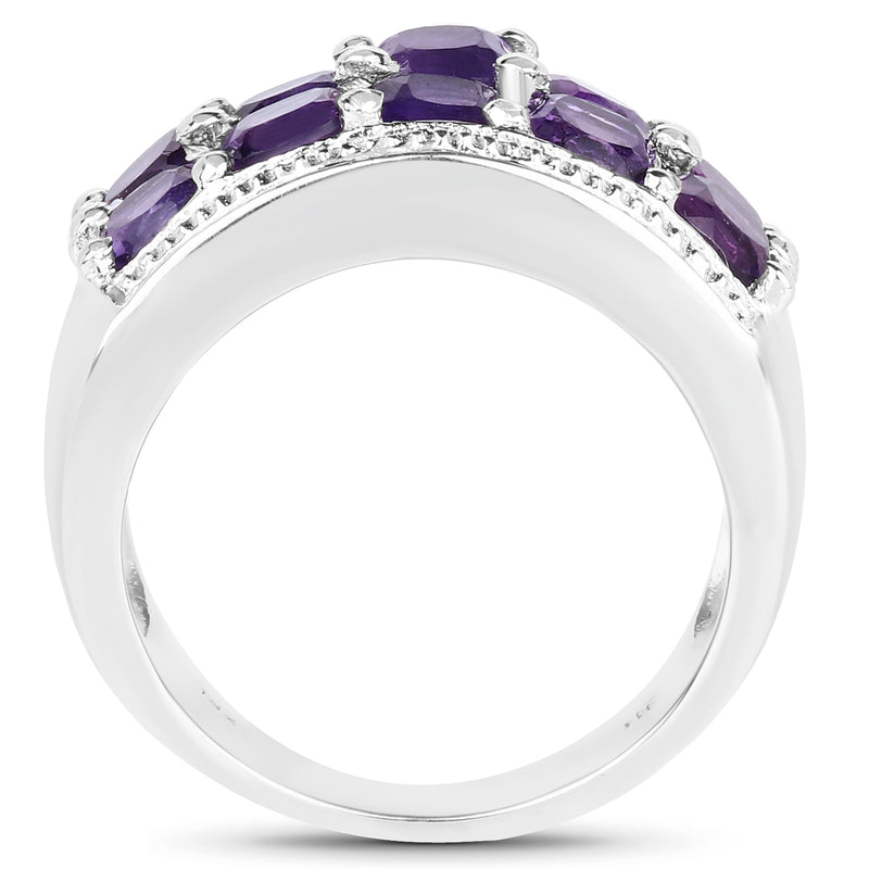 2.80 Carat Genuine Amethyst .925 Sterling Silver Ring