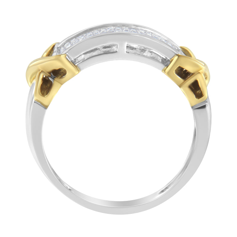 10K Two-Toned 1/3ct TDW Princess cut Diamond Band Ring (H-ISI1-SI2)