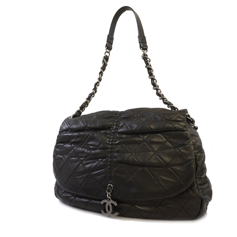 Auth Chanel Shoulder Bag Matrasse Lambskin Black
