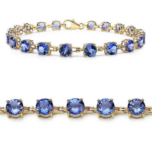 9.40 Carat Genuine Tanzanite 10K Yellow Gold Bracelet