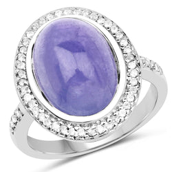 8.26 Carat Genuine Tanzanite & White Topaz .925 Sterling Silver Ring