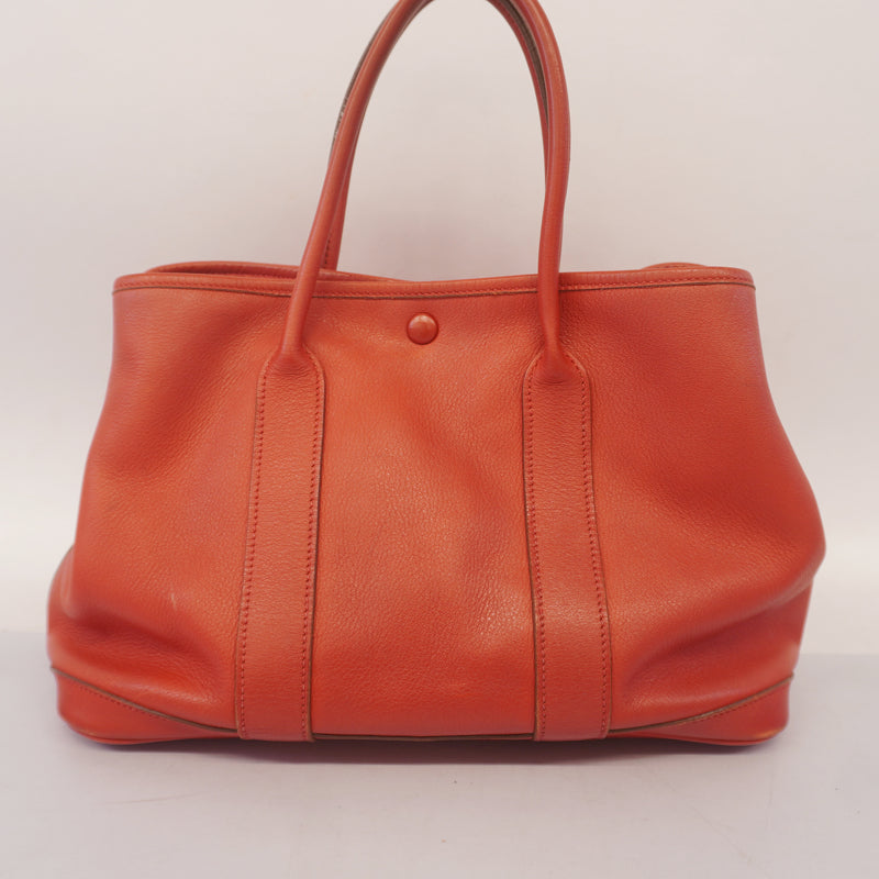 Auth Hermes Garden Party TPM  J Engraved Vermilion Red Womens Handbag