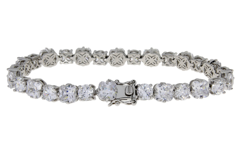 Natural Cubic Zirconium Tennis Bracelet Sterling Silver