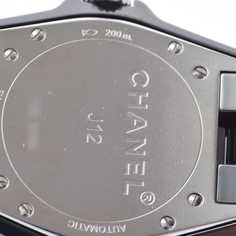 CHANEL J12 38mm 12P diamond H1626 mens black ceramic / SS watch self-winding dial