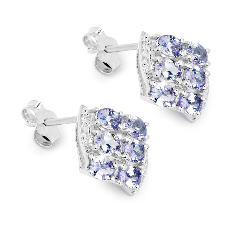 2.04 Carat Genuine Tanzanite .925 Sterling Silver Earrings