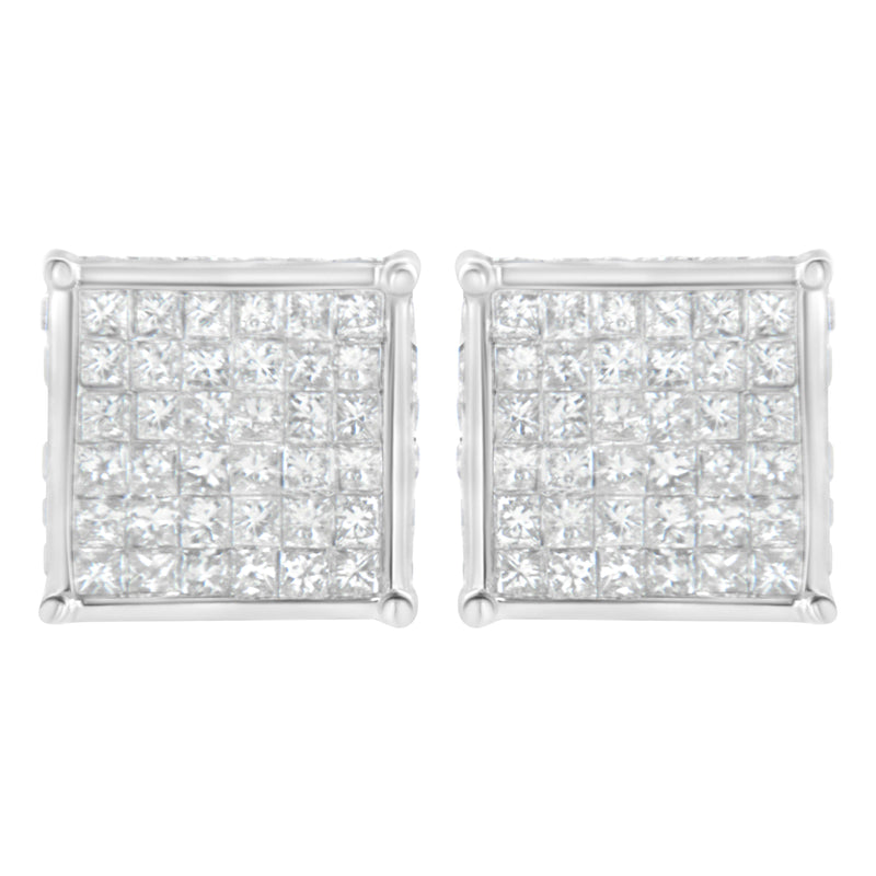 10K White Gold 2ct TDW Princess-Cut Composite Diamond Stud Earring (I-J ,I2-I3)