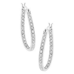 10K White Gold 1/2 Cttw Prong-Set Round-Cut Diamond Inside Out Hoop Earrings (I-J Color, I2-I3 Clarity)