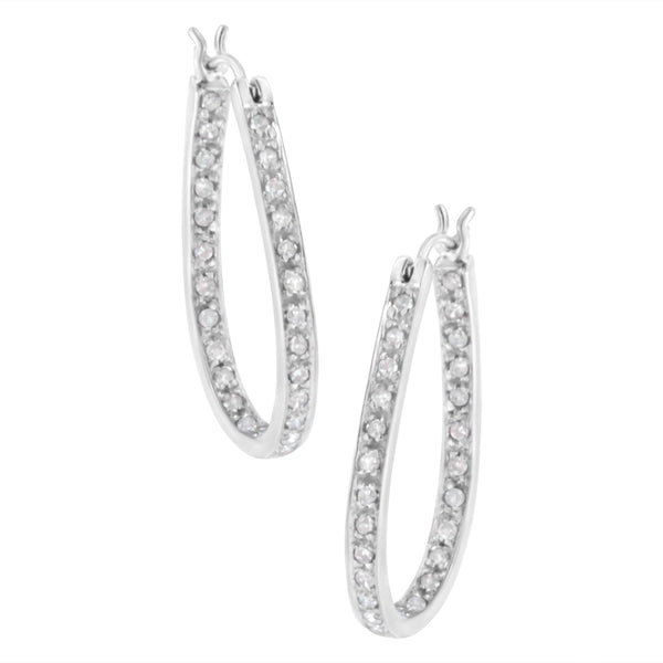 10K White Gold 1/2 Cttw Prong-Set Round-Cut Diamond Inside Out Hoop Earrings (I-J Color, I2-I3 Clarity)