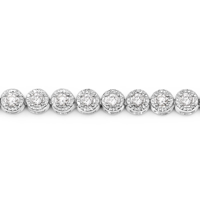 1.26 Carat Genuine White Diamond 18K White Gold Bracelet