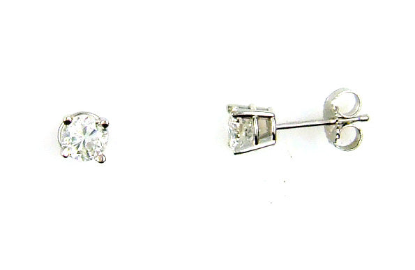 Genuine .86ct Diamond Stud Earrings 14KT White Gold