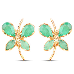 1.20 Carat Genuine Emerald 10K Yellow Gold Earrings