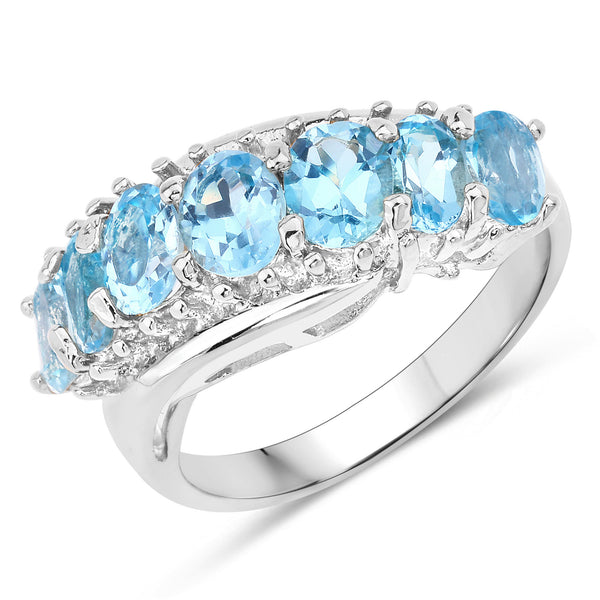 2.58 Carat Genuine Swiss Blue Topaz .925 Sterling Silver Ring