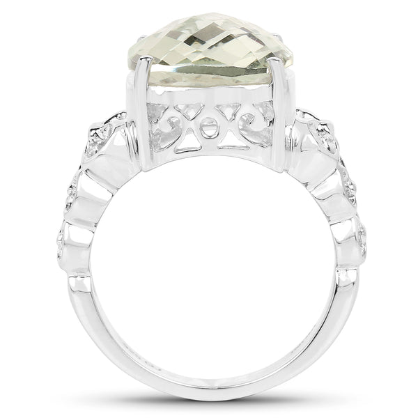 6.74 Carat Genuine Green Amethyst .925 Sterling Silver Ring