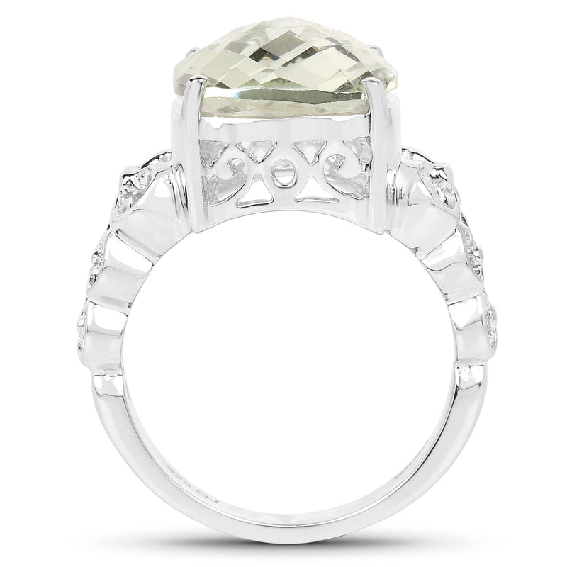 6.74 Carat Genuine Green Amethyst .925 Sterling Silver Ring