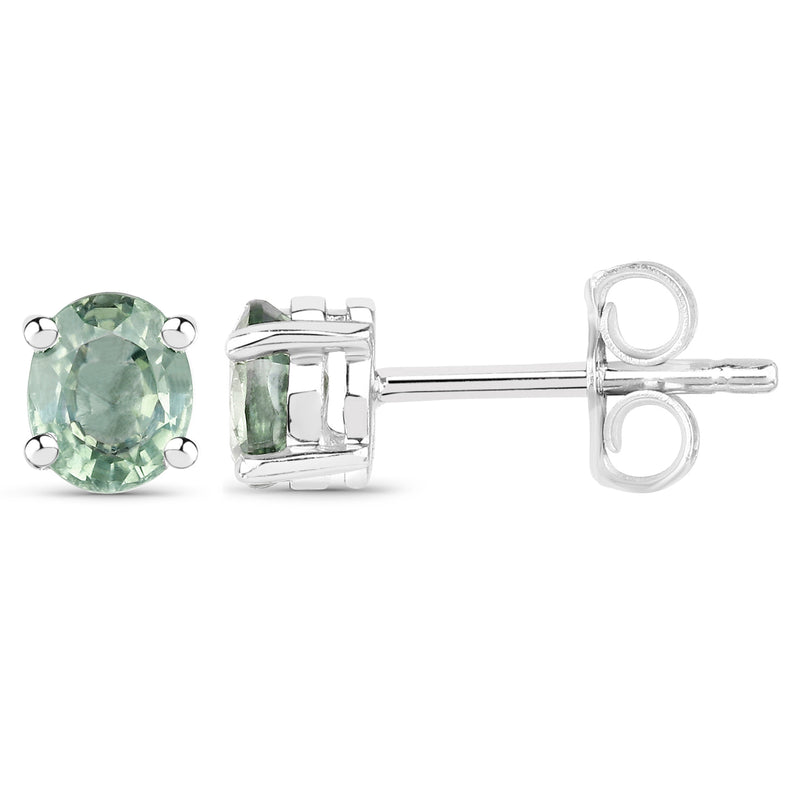 0.68 Carat Genuine Green Sapphire .925 Sterling Silver Earrings