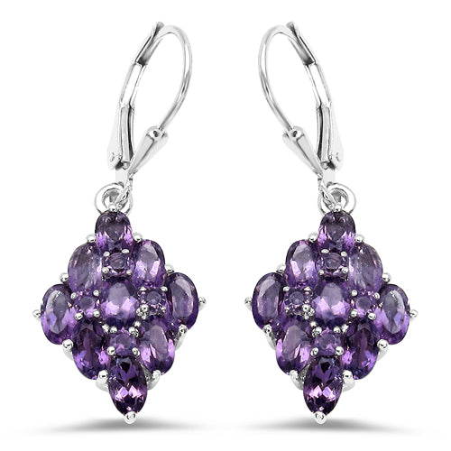 4.82 Carat Genuine Amethyst .925 Sterling Silver Earrings