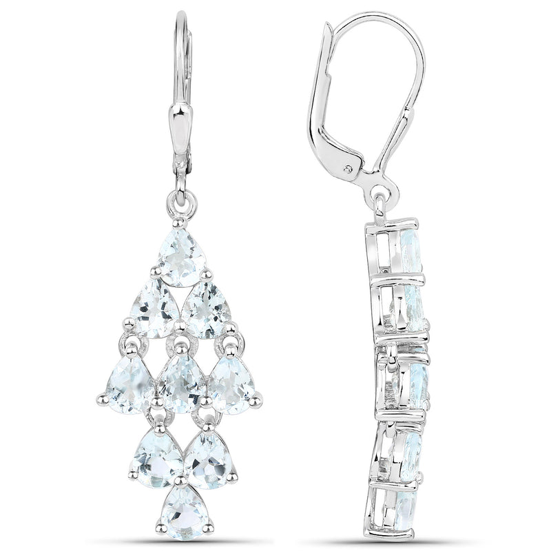 3.96 Carat Genuine Aquamarine .925 Sterling Silver Earrings