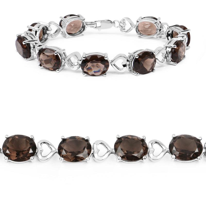 26.91 Carat Genuine Smoky Quartz .925 Sterling Silver Bracelet