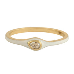 Natural Diamond Band Ring 14k Yellow Gold Enamel Jewelry