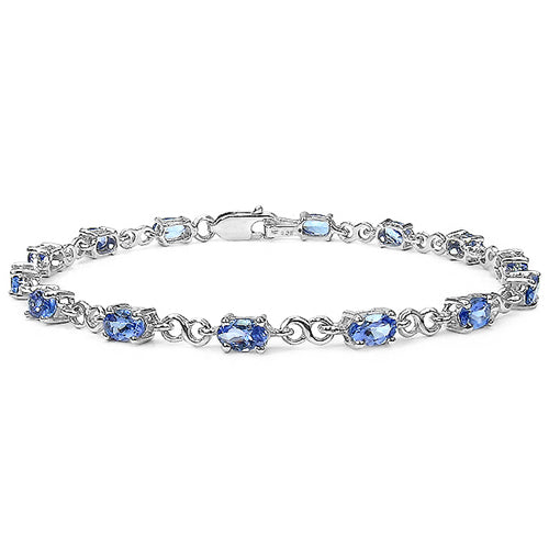 2.91 Carat Genuine Tanzanite .925 Sterling Silver Bracelet