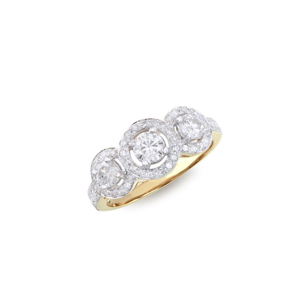 1.26 CTS TW CERTIFIED DIAMONDS 14K YELLOW GOLD DESIGNER RING SIZE 7.5