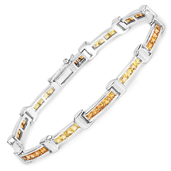 6.48 Carat Genuine Multi Sapphire .925 Sterling Silver Bracelet