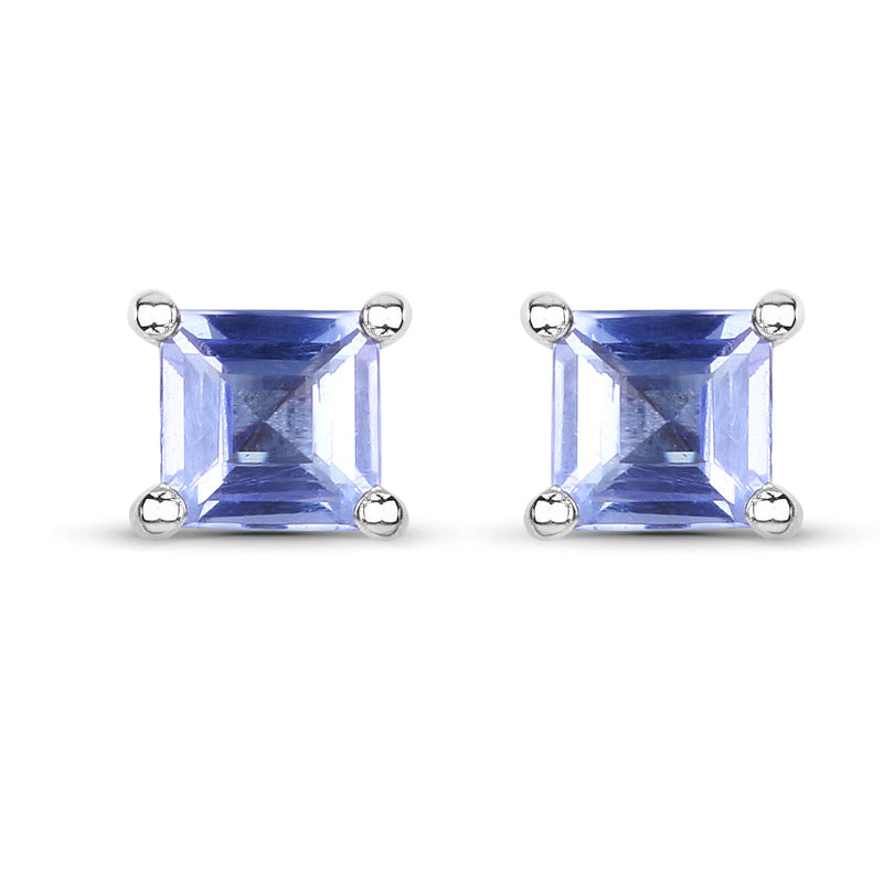 1.48 Carat Genuine Tanzanite .925 Sterling Silver Earrings