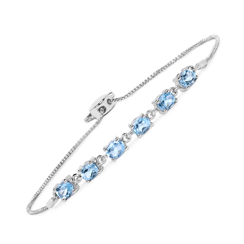 3.00 Carat Genuine Blue Topaz .925 Sterling Silver Bracelet