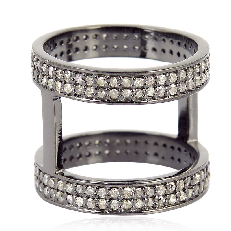 925 Sterling Silver 0.84ct Pave Diamond Handmade Ring Jewelry