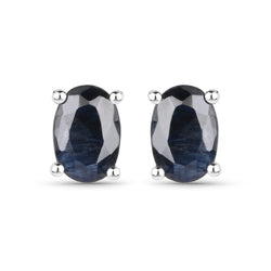 1.90 Carat Genuine Blue Sapphire .925 Sterling Silver Earrings