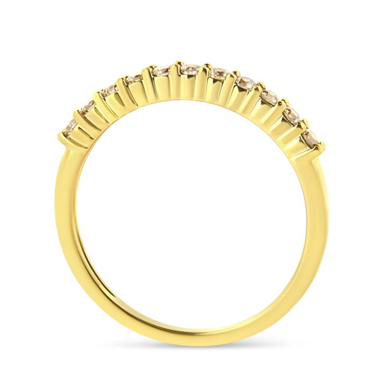 10K Yellow Gold Plated .925 Sterling Silver 1/4 Cttw Champagne Diamond Band Ring - Size 7 (K-L Color, I1-I2 Clarity)